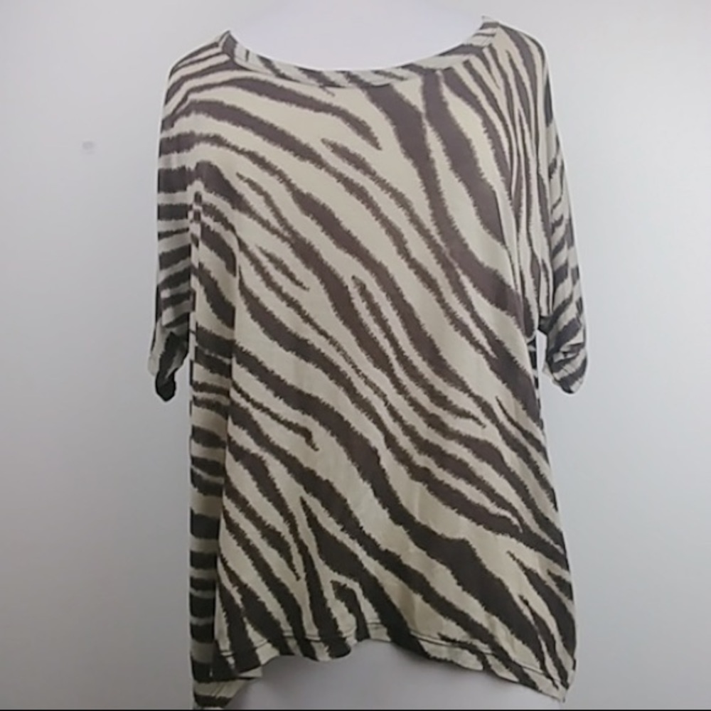 Michael Kors zebra relaxed tunic T shirt top EUC